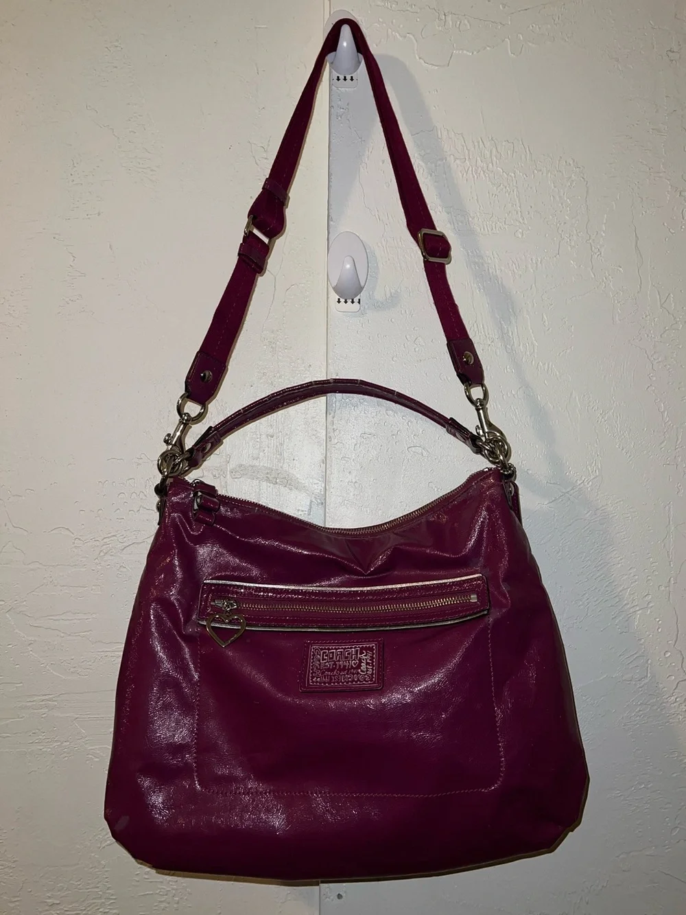 Vintage Y2K Rare Coach Poppy Daisy Liquid Gloss Hobo Bag Berry